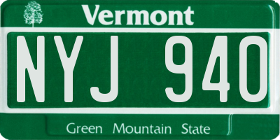 VT license plate NYJ940
