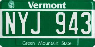 VT license plate NYJ943