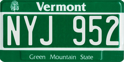 VT license plate NYJ952