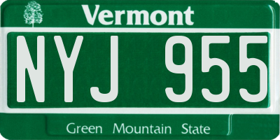 VT license plate NYJ955
