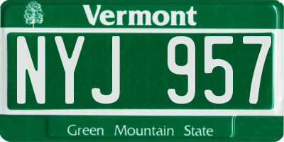 VT license plate NYJ957
