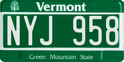 VT license plate NYJ958