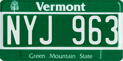 VT license plate NYJ963