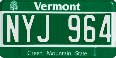 VT license plate NYJ964