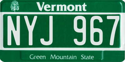 VT license plate NYJ967