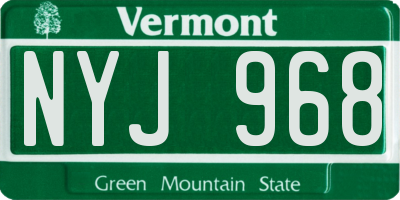 VT license plate NYJ968