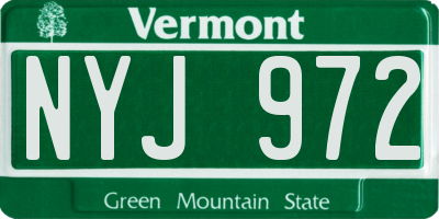 VT license plate NYJ972