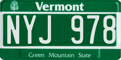 VT license plate NYJ978