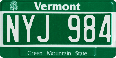 VT license plate NYJ984
