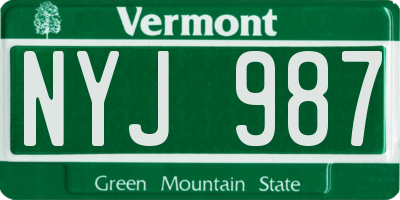 VT license plate NYJ987