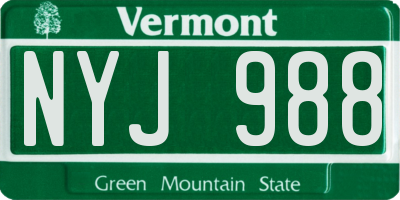 VT license plate NYJ988