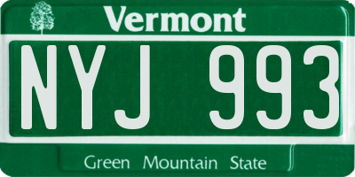 VT license plate NYJ993