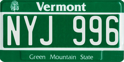 VT license plate NYJ996
