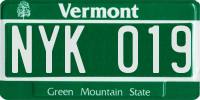 VT license plate NYK019