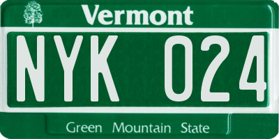 VT license plate NYK024