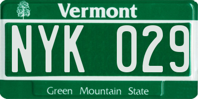 VT license plate NYK029