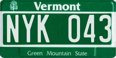 VT license plate NYK043