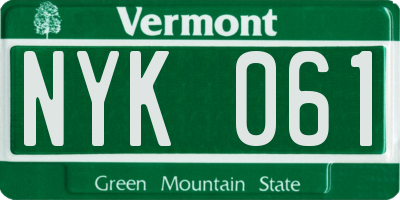 VT license plate NYK061