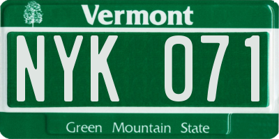 VT license plate NYK071