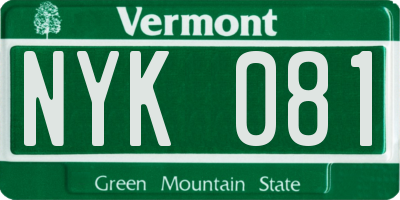 VT license plate NYK081