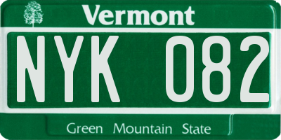 VT license plate NYK082