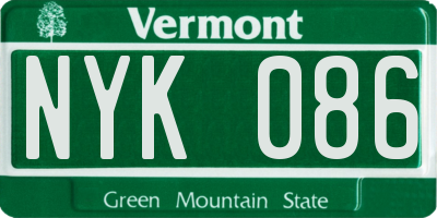 VT license plate NYK086