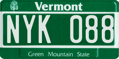 VT license plate NYK088