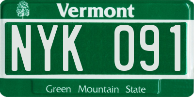 VT license plate NYK091