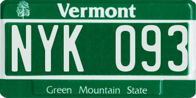 VT license plate NYK093