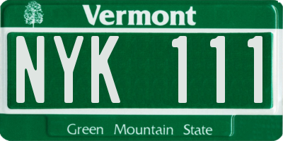 VT license plate NYK111