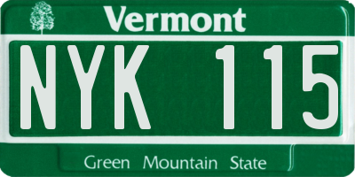 VT license plate NYK115