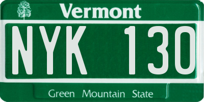 VT license plate NYK130