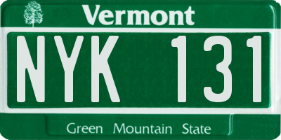 VT license plate NYK131