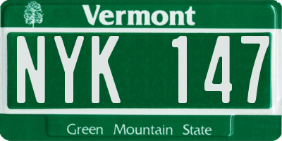 VT license plate NYK147