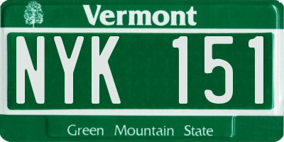 VT license plate NYK151