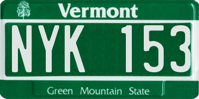 VT license plate NYK153