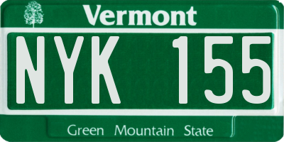 VT license plate NYK155