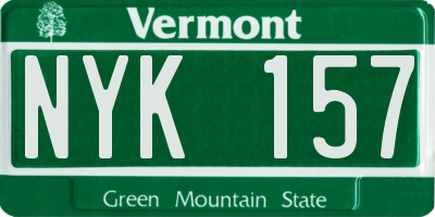 VT license plate NYK157