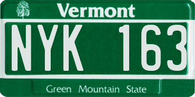 VT license plate NYK163