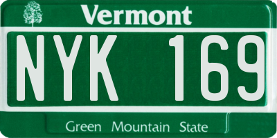 VT license plate NYK169