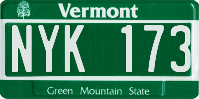 VT license plate NYK173