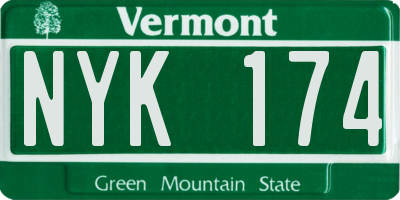 VT license plate NYK174