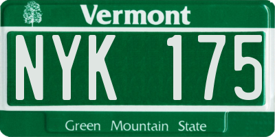 VT license plate NYK175