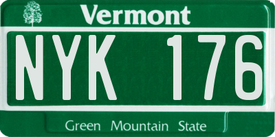 VT license plate NYK176