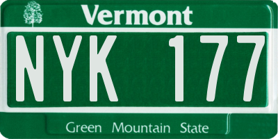 VT license plate NYK177