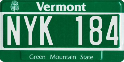 VT license plate NYK184