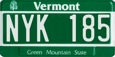 VT license plate NYK185