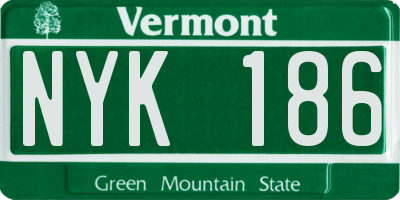 VT license plate NYK186