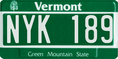 VT license plate NYK189