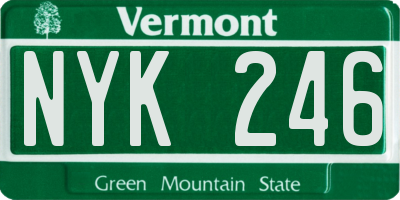 VT license plate NYK246
